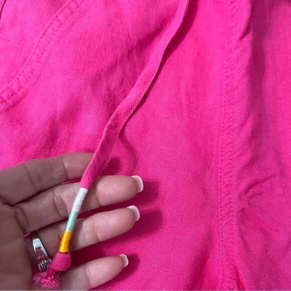J crew Linen wide leg elastic drawstring ankle pants in fuchsia- EUC XXS - Picture 9 of 11